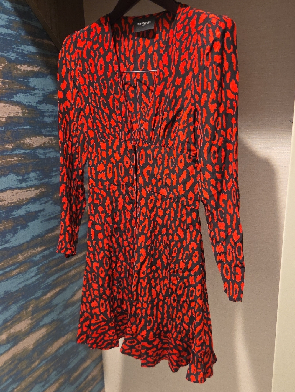 The Kooples Red and Black Leopard Print V-Neck Dress